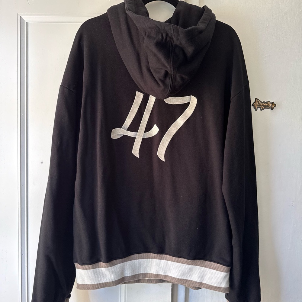 Dior Black Crewneck Hoodie with White Logo and Beige Trim - Picture 3 of 5